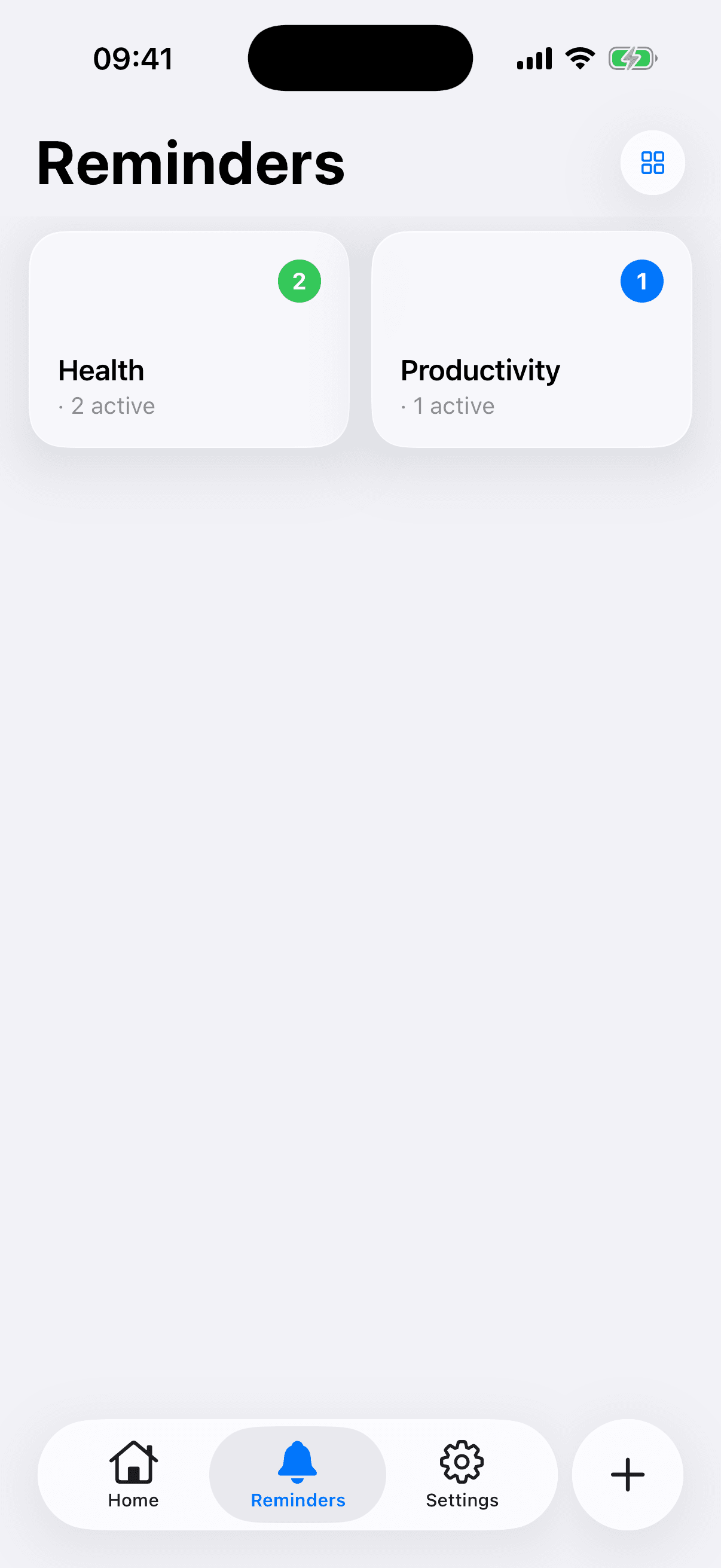 Reminders grouped by category